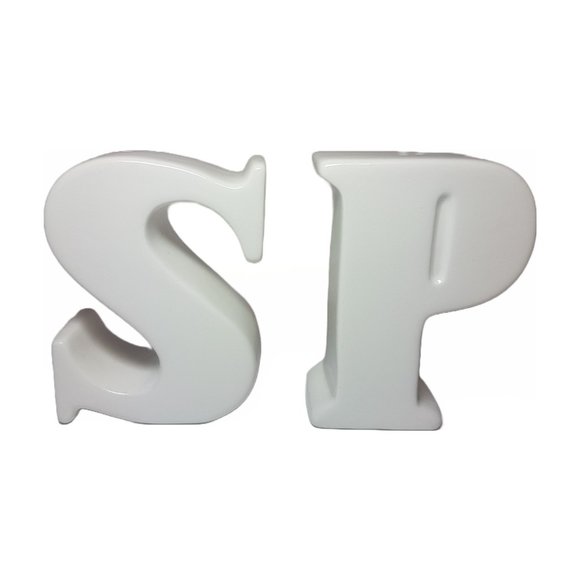 Vintage Alphabet Letters Ceramic Salt and Pepper Shakers White - Picture 1 of 9